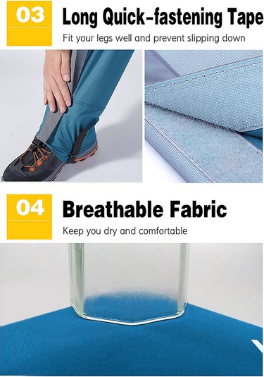 Geeksen Nylon Outdoor Bacak Koruyucu Çorap - Su Geçirmez, Dayanıklı, Hava Geçirgen - Kayak, Dağcılık, Desert Yürüyüşü İçin - Siyah Xl Siyah