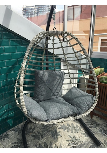 Tu Tienda Tire 2 1 1 Masa Tekli Salıncak Bahçe Balkon Mobilyası,gümüş Gri Koyu Gri