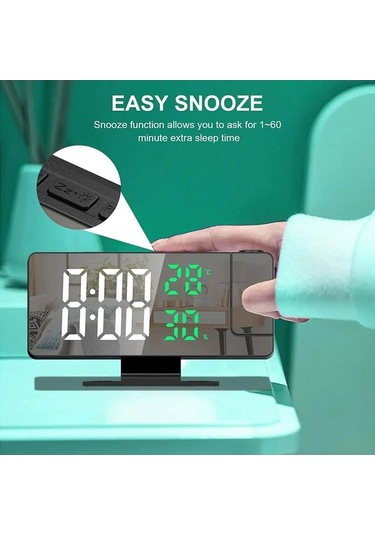 Ganzhoushop Zilinn Zaman Tavan Sıcaklık Saati Saati Saati Saat Renki Projektör Projeksiyon Led Işık İle İçin Harf-33 Göstergesi Ev Erteleme Dijital Çok Çalar Beyaz Arka Wq Çok Renki