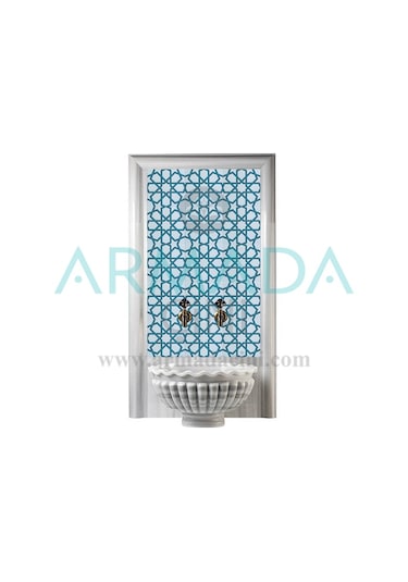 Armada Çini 60X100 CM Sp 89-V Turkuaz Beyaz Serigraf Türk Hamamı