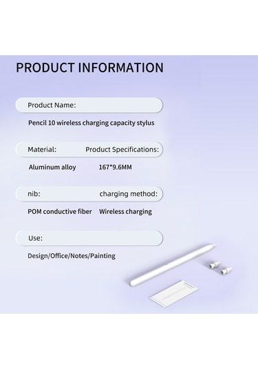 Springsun İpad 9. Ve 10. Nesil İçin 10 Saat Kullanim Süresi, Manyetik Şarj, 1.2mm Uçlu Dokunmatik Kalem 2018-2023 Uyumlu