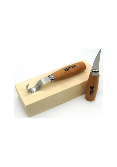 Rox Wood 4505 Ahşap Kaşık Kuksa Oyma Bıçak Seti 2  Parça