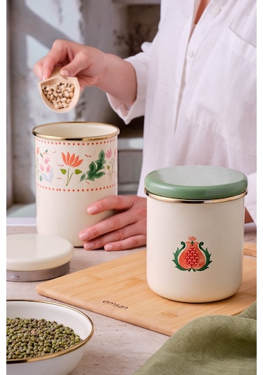 Emsan Nar Emaye Orta Düz Kavanoz Krem