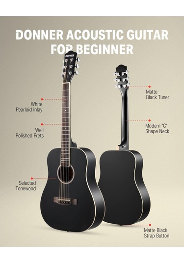 Donner Ec983 Akustik Gitar Seti Siyah