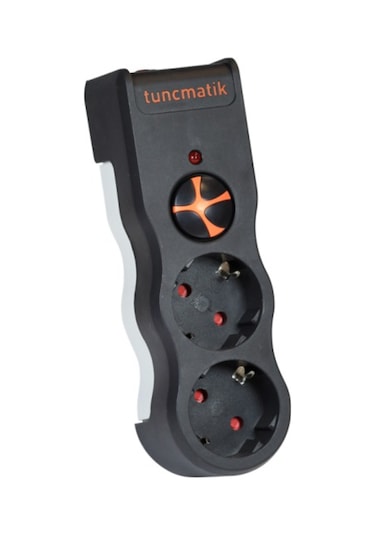 Tunçmatik TSK19022 2'li 1050 J Akım Korumalı Priz Siyah