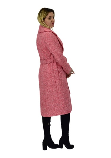 Kadın Pıtırcık Uzun Kaşe Kaban Bgl-st04121 Nar Çiçeği