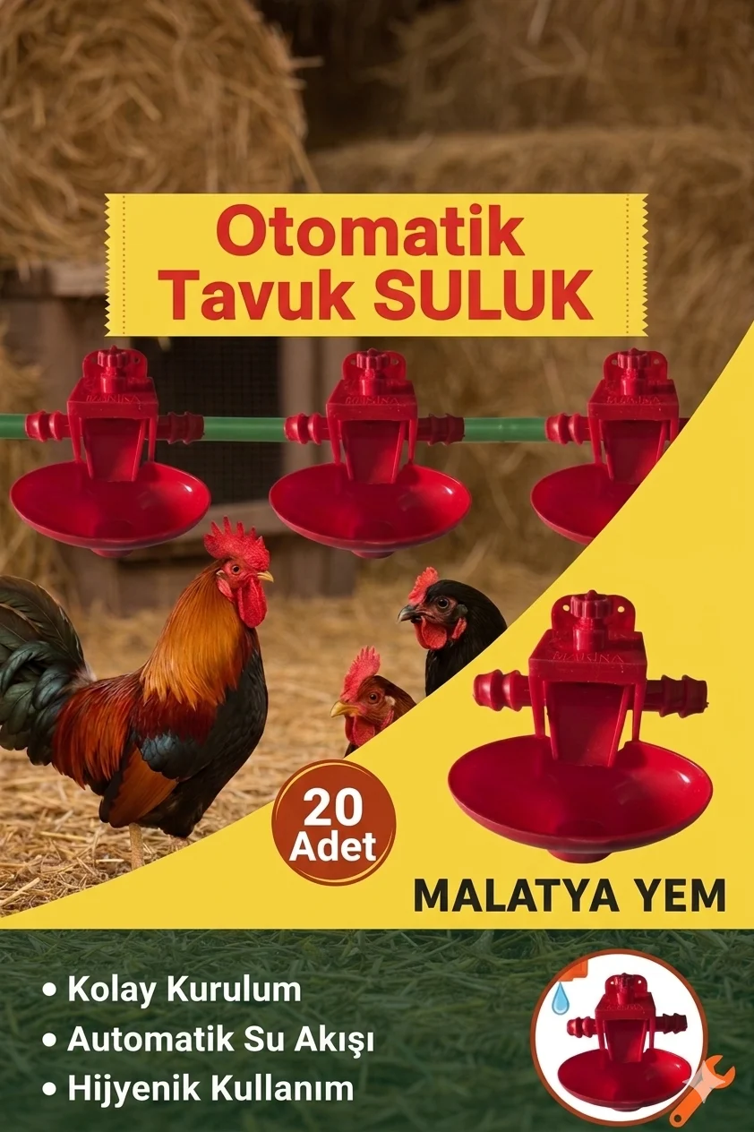 Otomotik Tavuk Suluğu - Nipel Suluk- 20 Adet