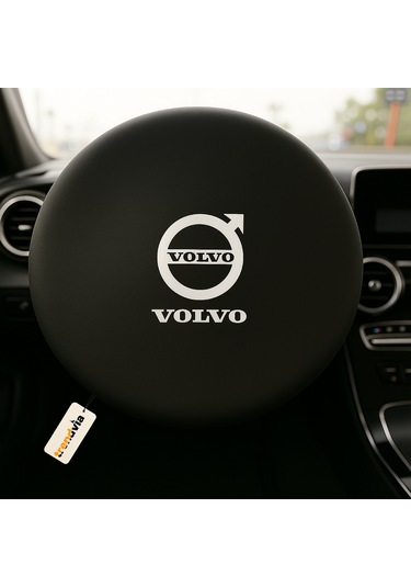 Volvo Araba Penye Kumaş Direksiyon Kılıfı Siyah - Direksiyon Koruyucu Kılıf Siyah