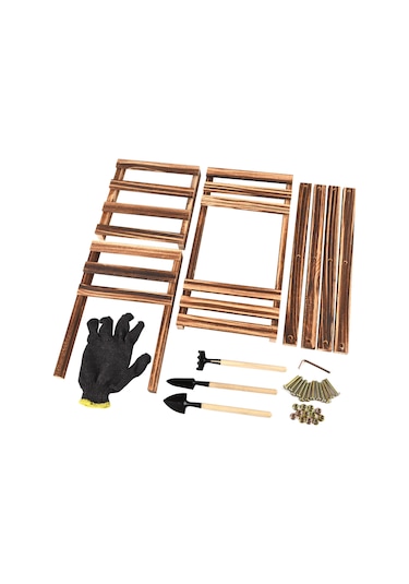 Symbee 3 Katlı Ahşap Bitki Standı - Kompakt Ve Şık Çiçek Sergileme Ünitesi Kahverengi