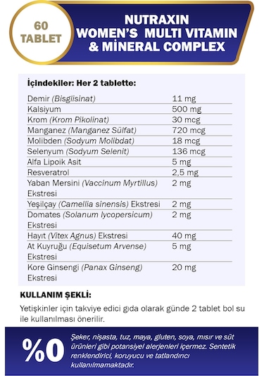 Nutraxin Multivitamin Complex Women's 60 Tablet