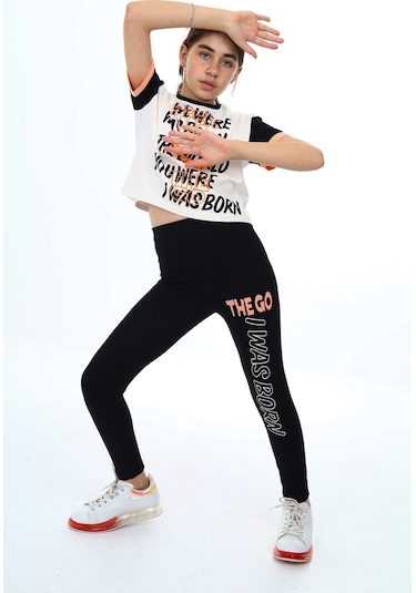 Eftelya Kız Çocuk Taytlı - Crop - Bloklu - Alt - Üst Takım 9 -14 Yaş 8006 001