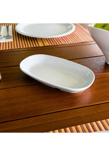 Alezy 606 Göreme Melamin Termostar Oval Kayık Tabak 19x11cm Beyaz