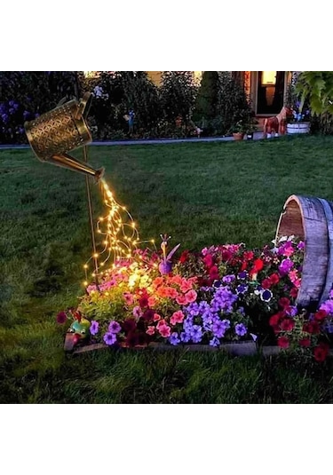 Güneş Enerjili Çeşme Işığı, Sulama Kabı Ve Standlı Led Işık Dizisi, Patio Çim Aydınlatması İçin Yıldızlı Duş Sanatı Peri Işığı 82 Cm