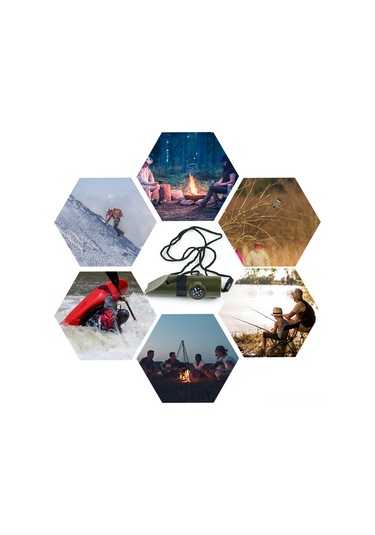 Dofolink Kurtarma İçin 7 Fonksiyonlu Dış Mekan İshığı, Termometre Ve Kompaslı İshıkli İpler Haki