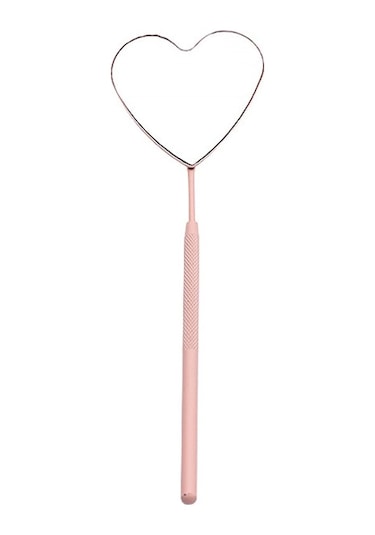 Sones Paslanmaz Çelik Kalp Şeklinde Aşılama Kirpik Muayene Aynası Güzellik Aleti Kız Pembe