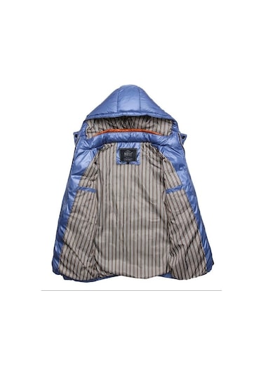 Düz Renk Kalınlaştırılmış Kapüşonlu Günlük Erkek Pamuklu Ceket Sarı