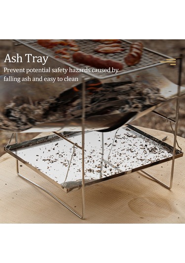 Ranyeek Tahta Isıtıcı Ve Barbekü Izgarası - Çelik Materyal, Taşınabilir Çadır Kamp Aleti Çok Renkli