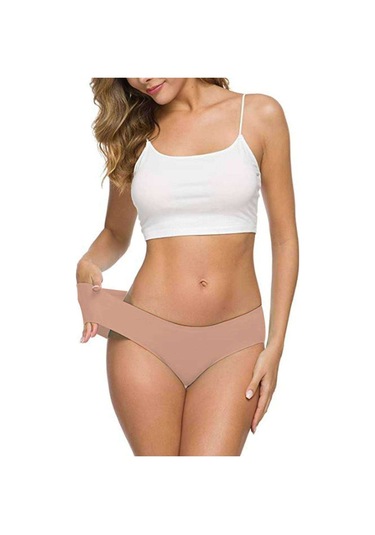 Kadın Dikişsiz Lazer Kesim Esnek İz Yapmayan Külot Ten Çok Renkli