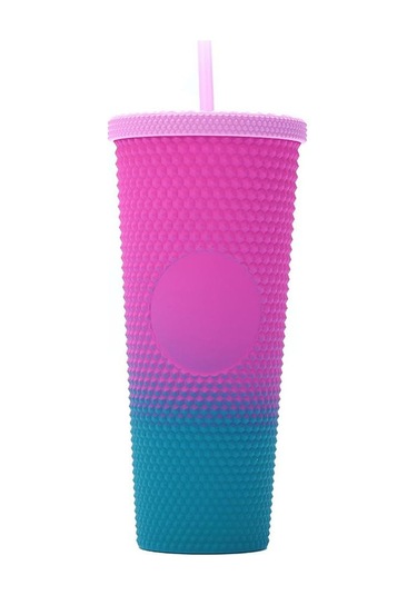 Pembe & Yeşil 710ml/24oz Büyük Kapasiteli Su Bardağı Tamamen Çivili Mat Tumbler Gen Açılımlı Sızdırmaz Kapaklı Su Bardağı 55039084
