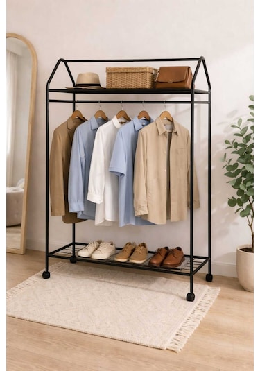 Metallica Concept Tekerlekli Home Hanger Askılık Ayaklı Askılık Siyah