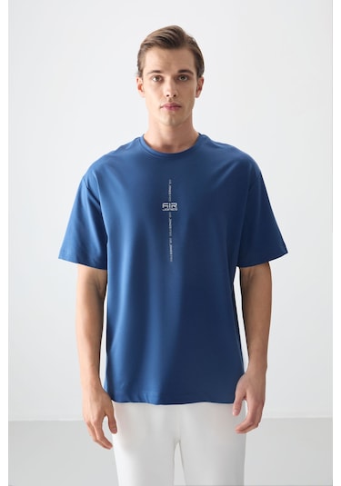 Tommy Life Parlament Pamuklu Kalın Yumuşak Dokulu Oversize Fit Baskılı Erkek T-shirt - 88373 Parlament