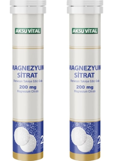 Aksu Vital Magnezyum Sitrat 200 MG 20 Efervesan Tablet x 2 Adet