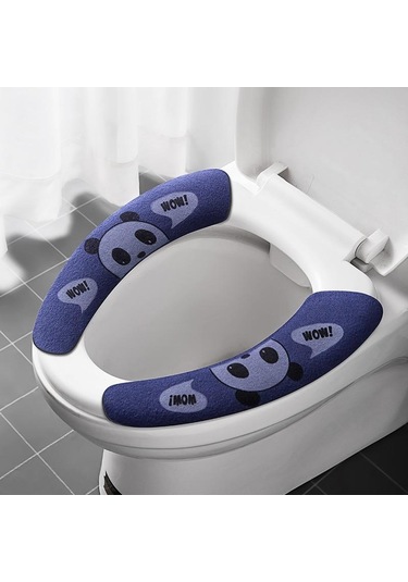 Mavi Evrensel Klozet Kapağı Yumuşak Karikatür Wc Macunu Tuvalet Yapışkan Koltuk Pedi Yıkanabilir Banyo Isıtıcı Koltuk Çıtası Ped Yastık Mavi