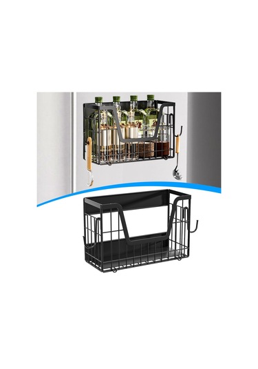 Suntek Buzdolabı Yan Rafı Manyetik Dolap Ev Eşyaları İçin Siyah