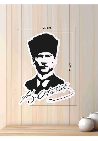 Mustafa Kemal Atatürk Silüet Duvar Dekoratif Mdf Lazer Kesim Çok Renkli