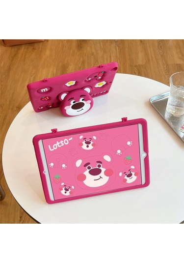 Apple Ipad 8. Ve 9. Nesil 10.2 Inç 2020 / 2021 Uyumlu Kedi Kılıf Standlı Eğlenceli Koruma Kırmızı