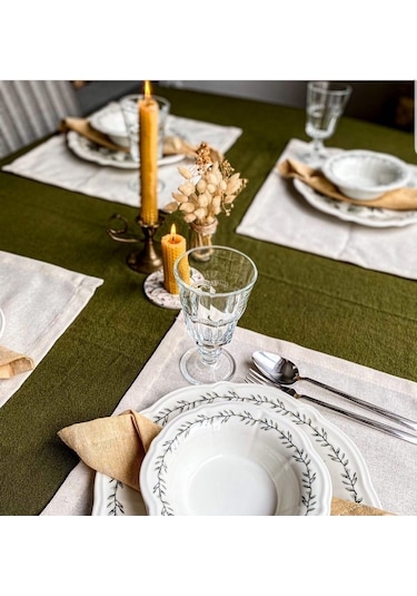 Wellstil Doku Organik Ham Keten Amerikan Servisi 8'li 35 x 45 Krem