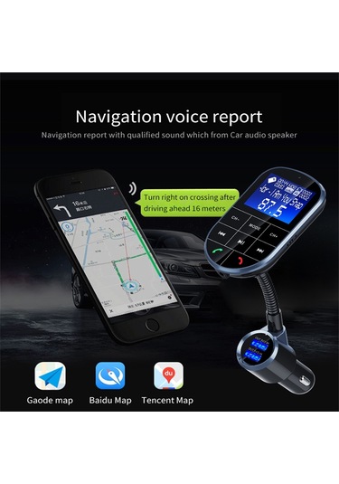 Bc37 Çift Usb Şarj Akıllı Bluetooth Fm Verici Mp3 Müzik Çalar Araç Kiti, Ahizesiz Arama Ve Tf Kart Ve U Disk Siyah Desteği