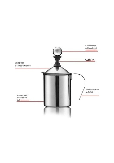 Soulader Manuel Süt Köpürtücü Sürahi 800 Ml, Paslanmaz Çelik French Press İle Evde Kolay Köpüklü Süt Hazırlama, Cappuccino Ve Latte Makinesi Yedek Ürünü Gümüş