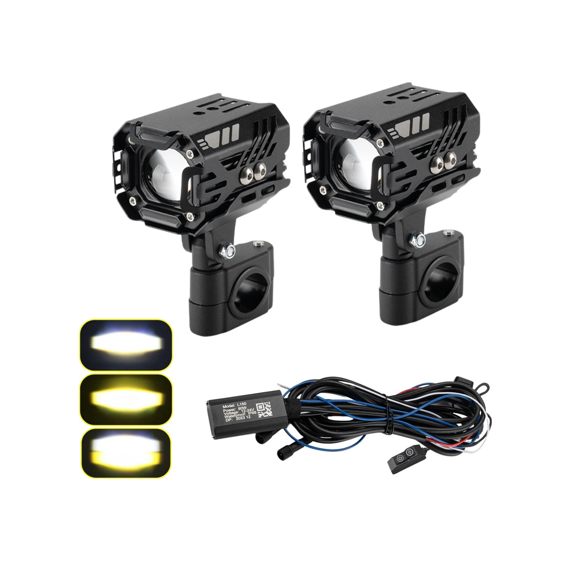 Motosiklet Led Sis Farı Seti 5 Mod Yüksek Performans Kablo Kumanda Ve Ayaklı Set Kolay Montaj Lamba