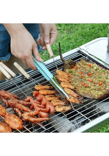 Pazly Barbekü Aksesuarları 8 Parçalı Set Çok Renkli Şiş, Klips, Bambu, Folyo, Eldiven Çok Renkli