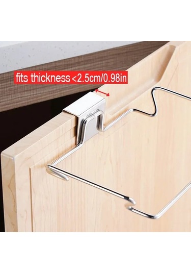 Yifomall Paslanmaz Çelik Çöp Torbası Askısı - Mutfak Kapısına Monte Edilebilir Pratik Çözüm Gümüş