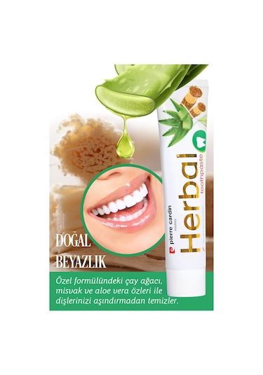 Pierre Cardin Aloe Vera & Misvak & Çay Ağacı Özlü Bitkisel Diş Macunu - 75 ML
