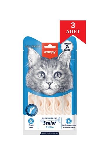 Wanpy Ton Balıklı Krema Ödül Maması 14 Gr X 5'li 3 Adet