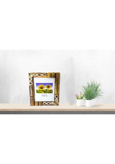 Kişiye Özel Ahşap Bambu Kelebek Desenli Çerçeve 2181
