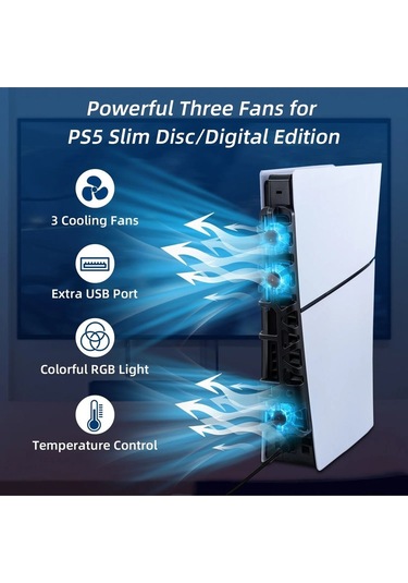 Tp5-3538s Ps5 Slim Disk Ps5 Slim Dijital Uyumlu Hız Ayarlı Rgb Arka Soğutucu Fan