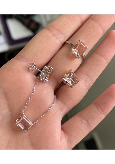 Silver Point Baget Taşlı Üçlü Set Gümüş