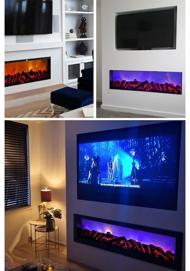 Arif Şömine Dekoratif Elektrikli Yapay Şömine - 130x35x15 Cm - Farklı Renk Modları, Kumandalı, Bluetooth