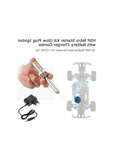 Pazly Hsp Nitro Araba Ateşleyici + Şarj Cihazı Seti - 1/8 1/10 - Alüminyum - 1.2v 1800mah Batarya - Avrupa Fişi