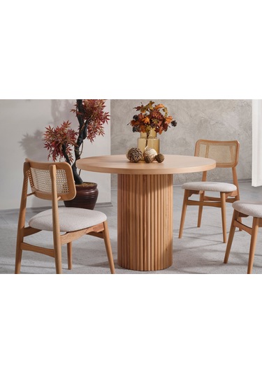 Odesa İskandinav Natural Ahşap Masa Sandalye Takımı 90x90 Natural