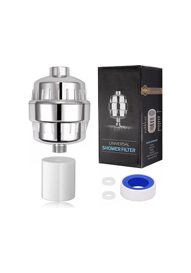 10 Aşamalı Banyo Su Filtresi Klor Ağır Metalleri Filtrelenmiş Duş Başlığı, 1 Filtre İle Kaldır Gümüş
