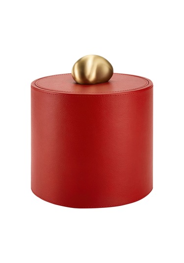 Tall Pebble Trinket Box, Kırmızı Deri Süs Kutusu