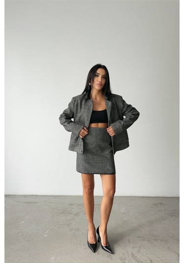 Kaşe Kısa Etek - Siyah