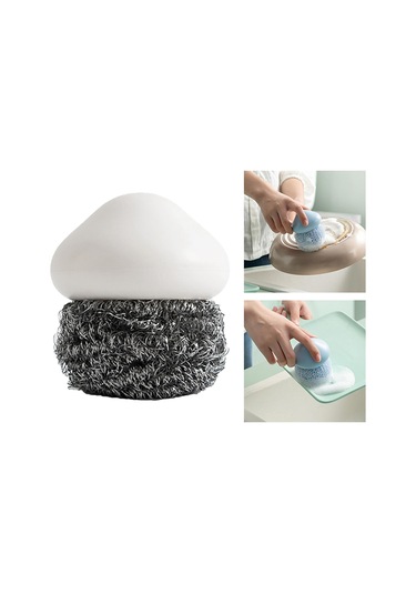 Magideal Suntek Mutfak Dayanıklı Çelik Tel Bulaşık Temizleme Topu Mavi - 7 x 7 x 8 CM Beyaz