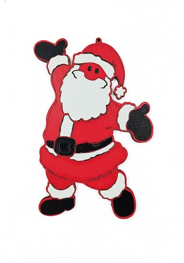 Lazer Kesim Ahşap Noel Baba Süsü 13 CM