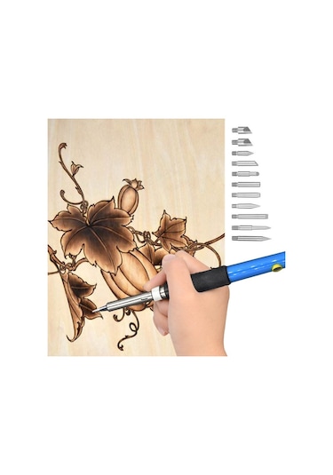 Pyrography Aracı Ahşap Çalışma Yanan Kalem Seti 60w Havya Keski Ucu